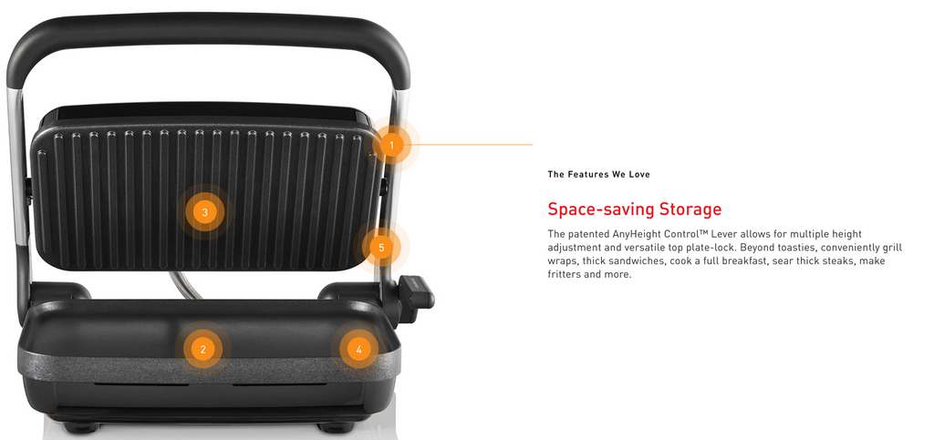 Sunbeam Sandwich Press | 2 Slice Toastie Jaffle Maker Electric Grill Griddle Press | Non-Stick Meat Vegetable Cooker