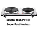 Electric Cooktop Twin Dual Stove | Portable Kitchen Cooker Hot Plate 2250W Fast Heating | Stainless Steel