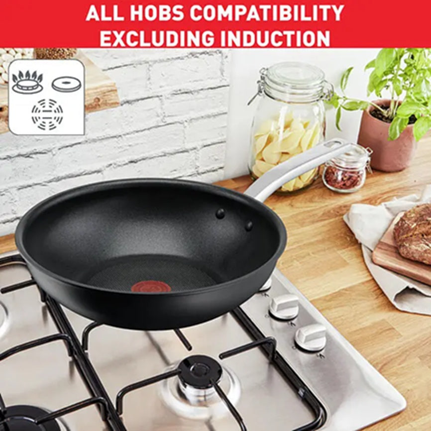 Tefal Hard Anodised Non-Stick Wok 28cm Gourmet Long Lasting | Gas Electric Ceramic Stove