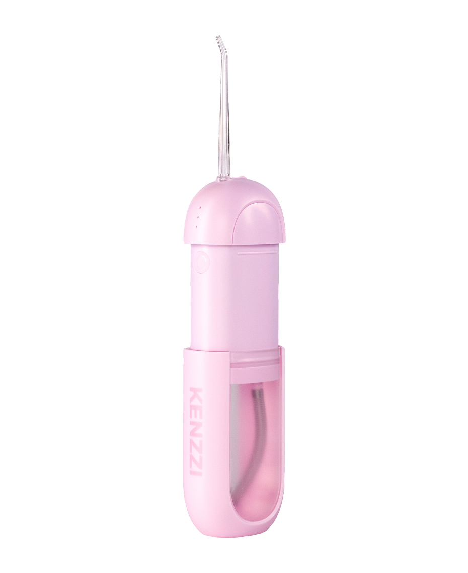 KENZZI Portable Water Flosser – Guava | Compact Travel Design | 4 Nozzle Heads | 40-Second Reservoir | Oral Care Upgrade
