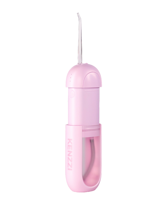 KENZZI Portable Water Flosser – Guava | Compact Travel Design | 4 Nozzle Heads | 40-Second Reservoir | Oral Care Upgrade