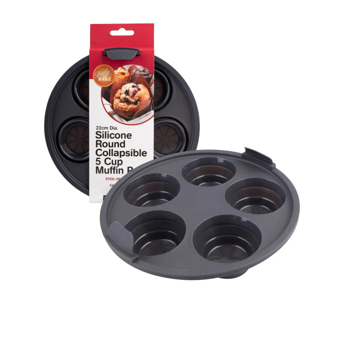 Silicone Air Fryer Muffin Holder | Round Collapsible Muffin Pan 5 Cup | Cupcake Mould