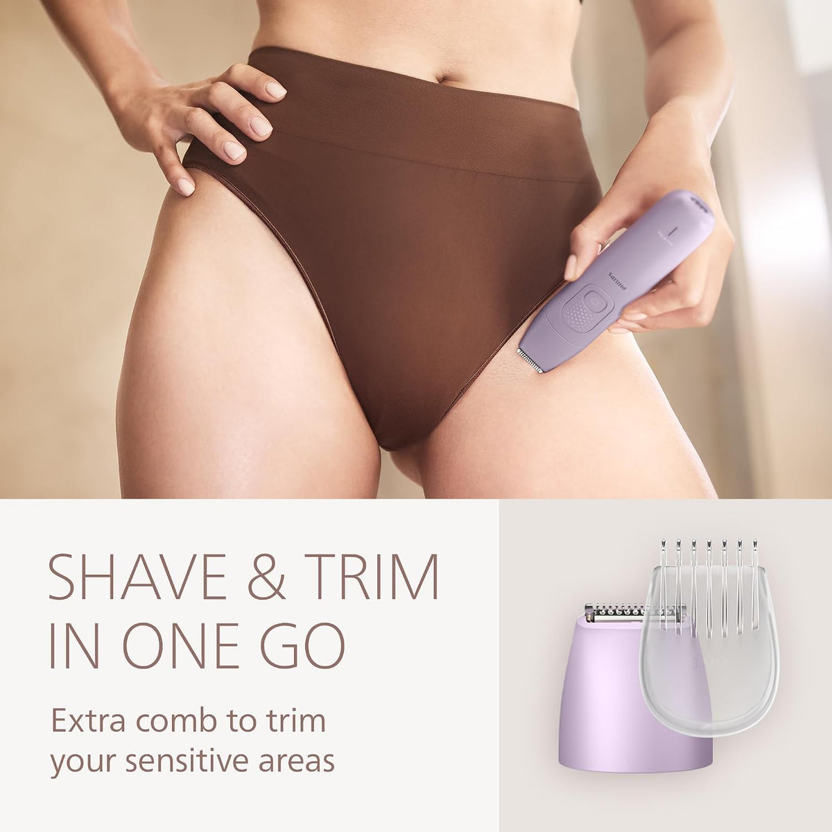 Philips Wet & Dry Electric Lady Shaver, Cordless, 2 Speed Bikini Arm Legs Trimmer Shaving Razor, LED Light