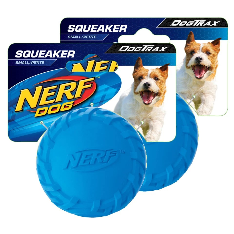 Nerf Dog 2.5" Small Tire | Squeak Ball Interactive Rubber Textured | Small Dog x2