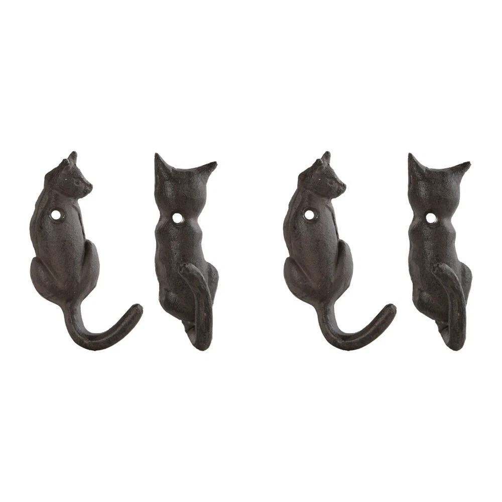 Esschert Design Cast Iron Cat Tail | Wall Hook | Home Decor| 2 x 2 Pieces