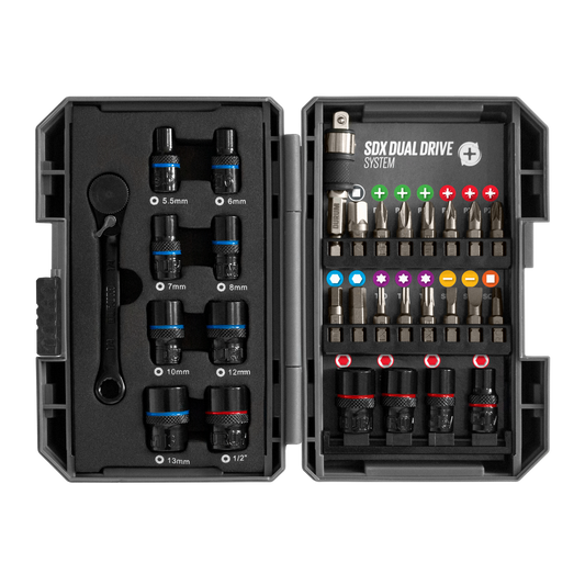 Socket & Fastner Combo Set | Multi Grip SDX 29 Piece | Protective Casing | Hand Tools | Fastners | Screw Bits | Sockets