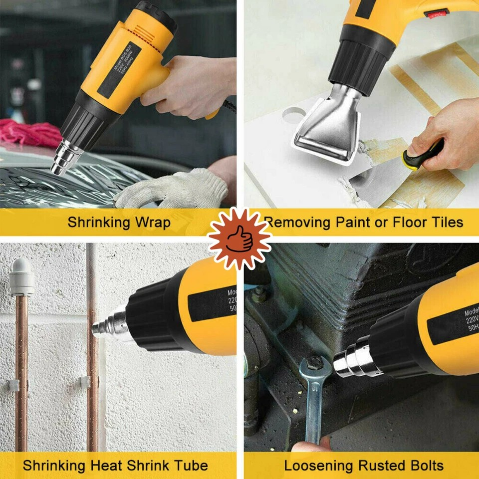 Electric Heat Gun | 60~650℃ 220V 2000W | Electric Heating Hot Air Gun | Temperature Power Tool | Loosen Rusty Bolts | Fire Starter |