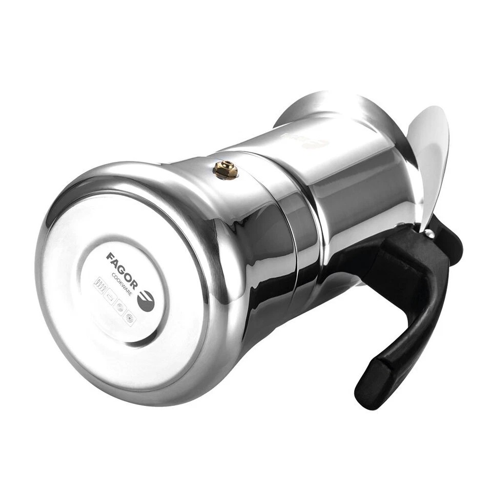 Fagor Etnica Stainless Steel 6 Cups Espresso Coffee Maker Moka Pot Silver