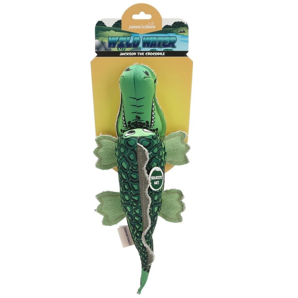 Paws & Claws 33cm | Wild Water Animalz Dog/Pet Interactive Squeker Toy | Assorted x2