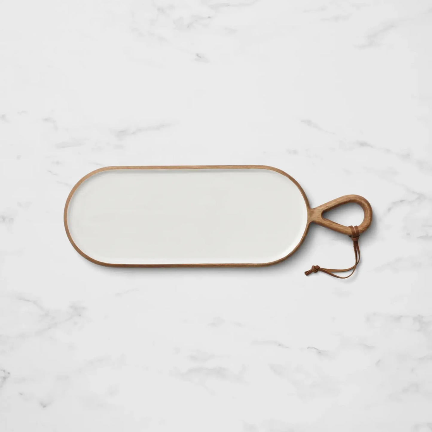 Salisbury & Co Calla Oval Handmade Paddle Board | Serving Board | 60x20cm White | Cheese Board