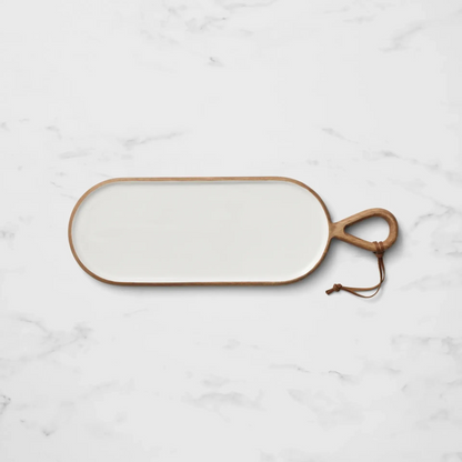 Salisbury & Co Calla Oval Handmade Paddle Board | Serving Board | 60x20cm White | Cheese Board