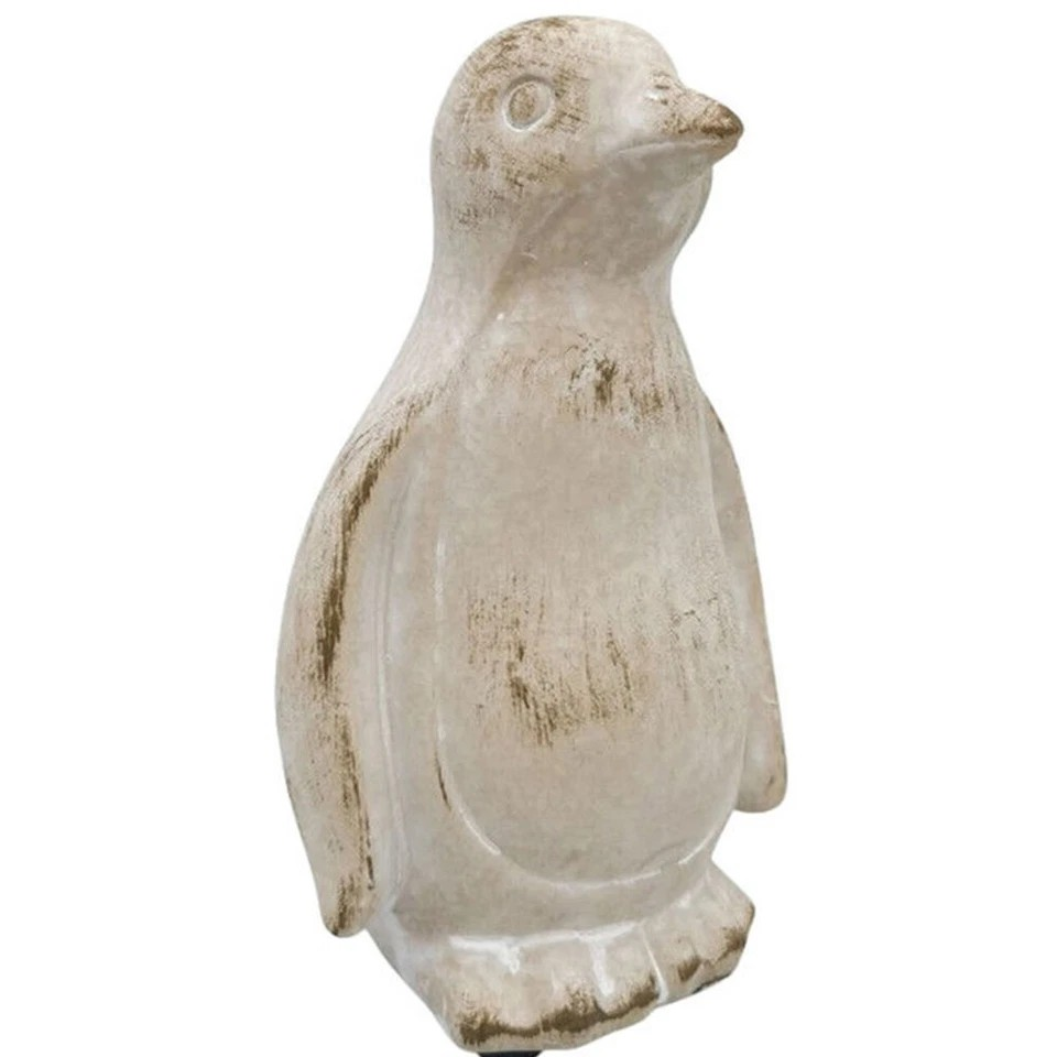 4PK Ceramic Penguin Garden Statues | Outdoor Animal Decor | 15cm Bisque | Urban Fable