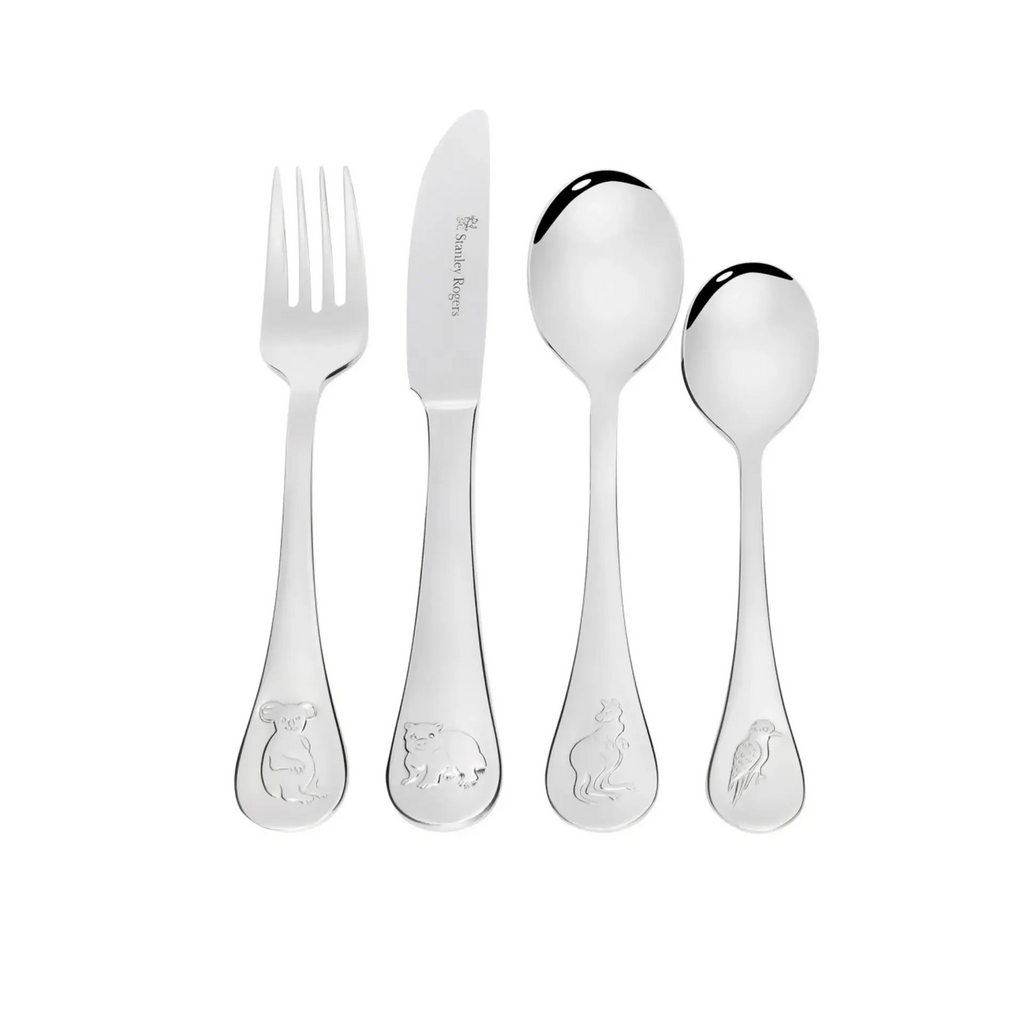 Stanley Rogers Children's Cutlery Set 4pc Australian Animals | Stainless Steel Knife/Fork/Spoon/Teaspoon |