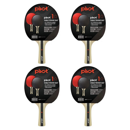 Pivot 1 Star Table Tennis Racquet x 4 | Ping Pong Paddle Bat | Sports Equipment | ITTF Approved | Plywood Construction