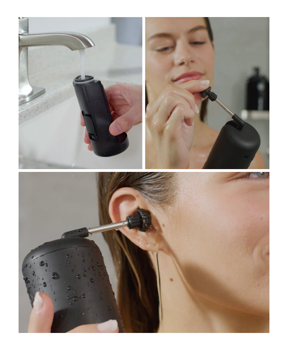 WUSH by BlackWolf Powered Ear Cleaner | Triple Spray Earwax Remover | With Foldable Nozzle & Antimicrobial Tips