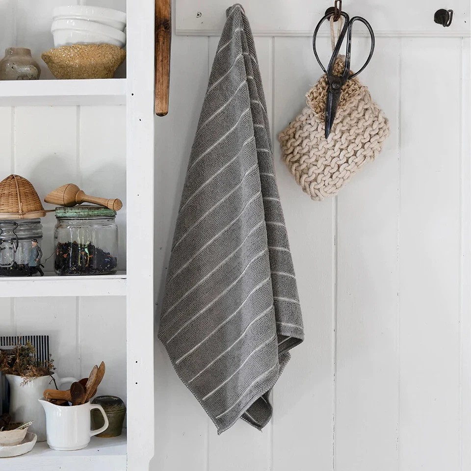 Microfibre Kitchen/Tea Towel Set | 3pc Bambury 80x50cm | Dry Dish/Glass Cloth Grey