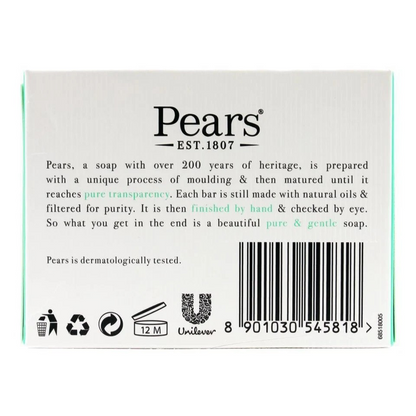 Pears Pure & Gentle Bar Soap | 100g Transparent Bar Soap | Lemon Flower Extracts Cleanser | 12 pcs