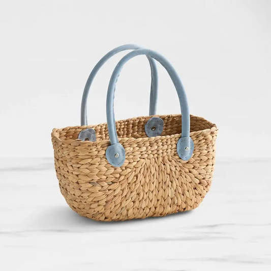 Carry Basket - Salisbury & Co Province | Suede Handle | Medium Grey/Blue | Picnic Basket