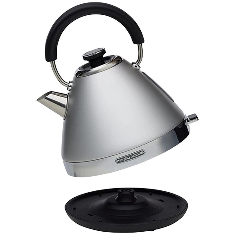 Morphy Richards Venture Pyramid | Electric Kettle 2.2KW 1.5L | Steel-Grey | 360 degree Cordless Base