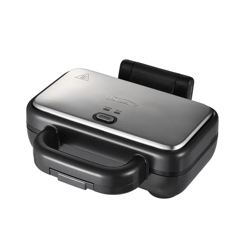 Sunbeam Turbo Crunch 2 Slice Toastie Maker | Stainless Steel | Extra Height Hinge to Hold Bread in Place | Built-in Cord Wrap | Space Saving | Duraceramic Coating