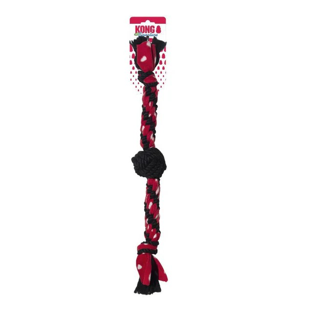 KONG Signature Rope Toy | Dual Knot with Ball Dog Toy | Braided Cotton Chew Toy | Fleece Rope