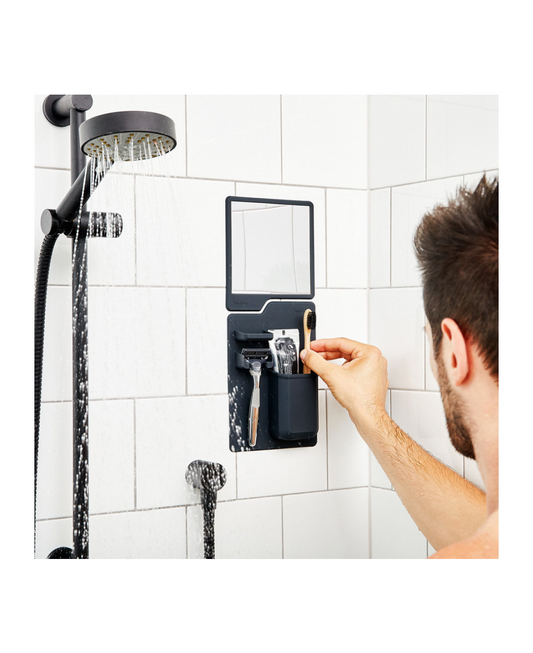 The Harvey & Oliver Set Toiletry Organiser | Fog-resistant and Shatterproof Mirror | Multi- compartment Storage