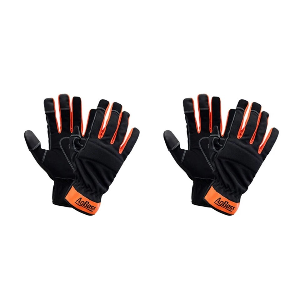 2PK AgBoss General Multi Purpose Work Glove Black and Orange Large