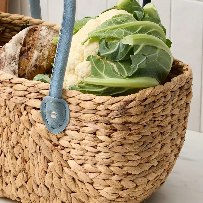 Carry Basket - Salisbury & Co Province | Suede Handle | Medium Grey/Blue | Picnic Basket