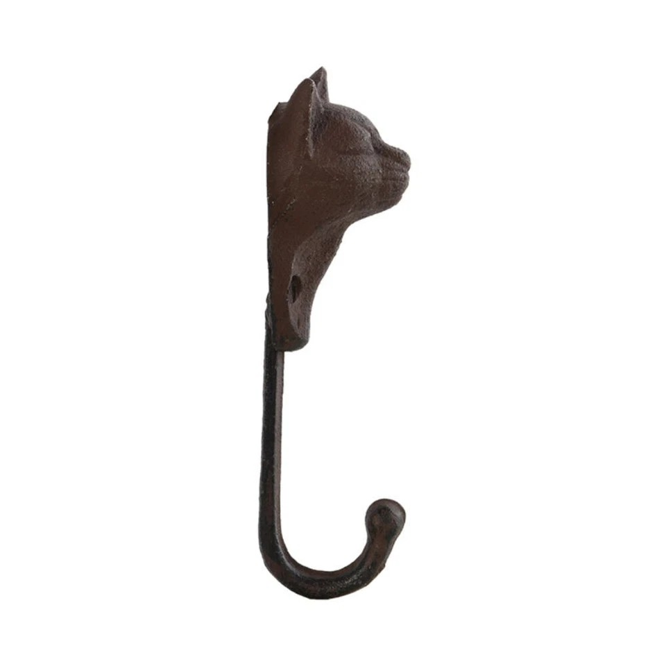 Cast Iron Cat Wall Hook Indoor/Outdoor Decor | Hand Crafted |16cm | Black | 2 Piece