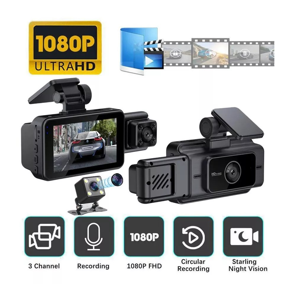 Car Dash Dual Camera | 1080P WIFI | WiFi-APP Control | HD resolution Video Recorder Front Rear | Inside Night Vision | Ride Share Driver Needs |