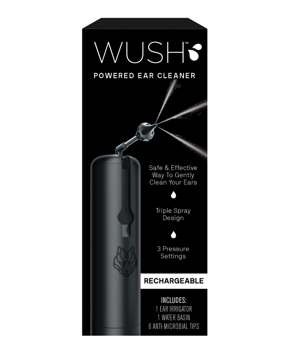 WUSH by BlackWolf Powered Ear Cleaner | Triple Spray Earwax Remover | With Foldable Nozzle & Antimicrobial Tips