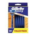 Gillette Sensor 3 Disposable Razors- 20 Pack- Men's Razorblades Travel Shavers | Anti-slip Rubber Handle