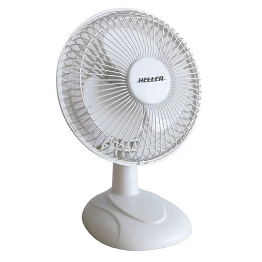 Heller Table/Desk Fan | 13W Tilt Adjustable Head | Air Cooler 15cm WHT