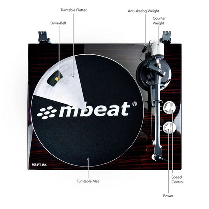 Mbeat Counter Weight/Anti-Skating Bluetooth Turntable Player w/USB/RCA/Phono Out