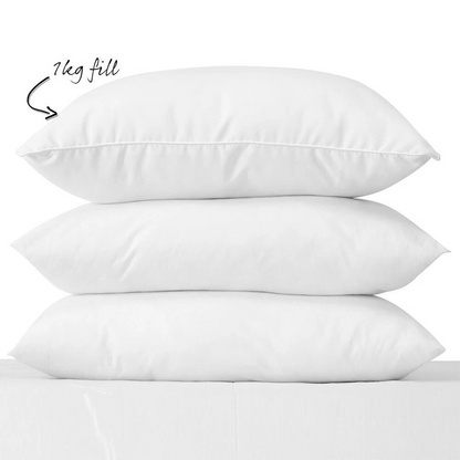 Royal Comfort 1000 GSM Duck Feather & Down Cotton Bedding Pillow | Two Pcs 50x75cm | White