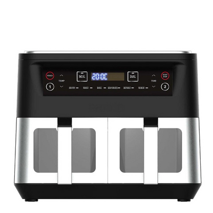 Kitchen Couture 10L Dual View Air Fryer | 1600W Stainless Steel | Large Capacity | Silver