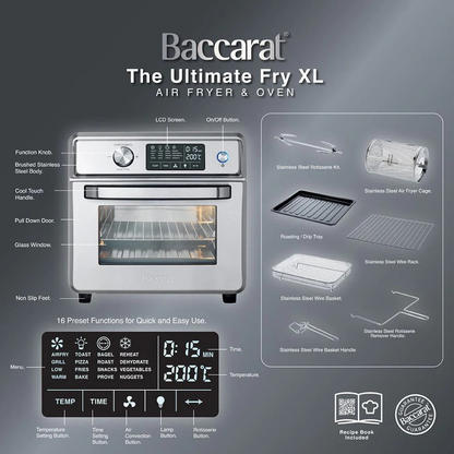Baccarat The Ultimate Fry XL Air Fryer & Oven | Dehydrator | Rotisserie| Oven