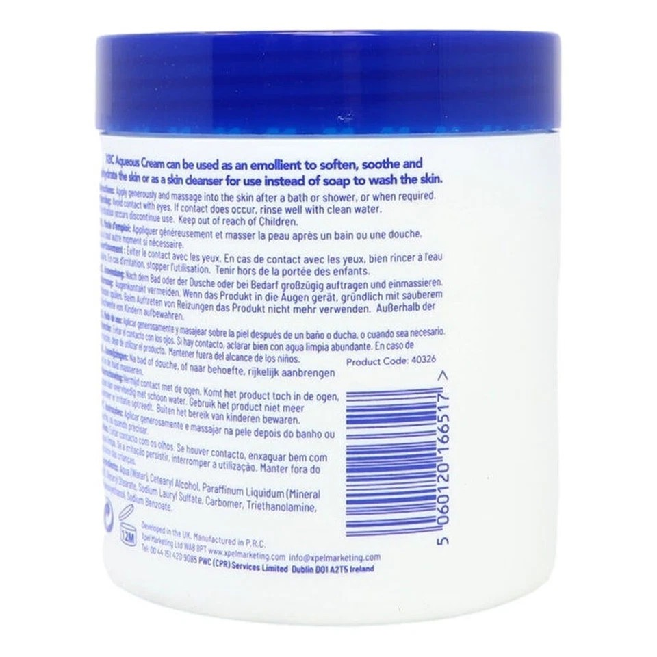 XBC Aquenous Cream | Moisturising Lotion For Dry Skin | 12 Pk x 500ml ea | Fragrance Free