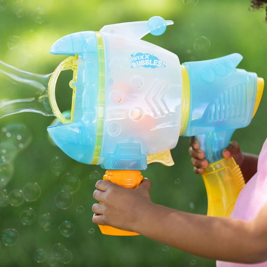 Maxx Bubbles Handheld Bubble Bazooka | Kids Toy 12inch Multi-Coloured | Outdoor play 3y+ | Battery Operated