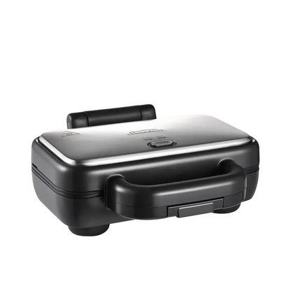 Sunbeam Turbo Crunch 2 Slice Toastie Maker | Stainless Steel | Extra Height Hinge to Hold Bread in Place | Built-in Cord Wrap | Space Saving | Duraceramic Coating