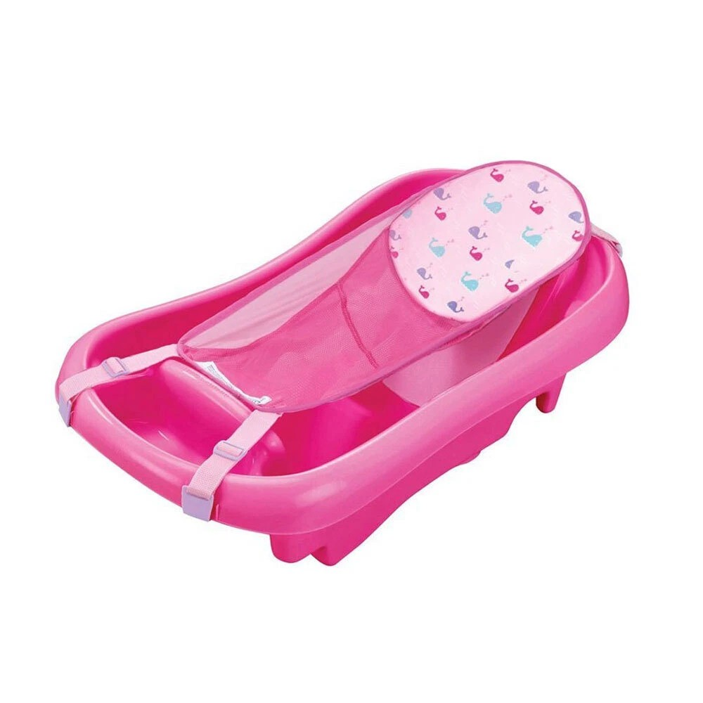 The First Years Newborn to Toddler Bath Tub w/ Sling Baby/Infant Bathing Pink