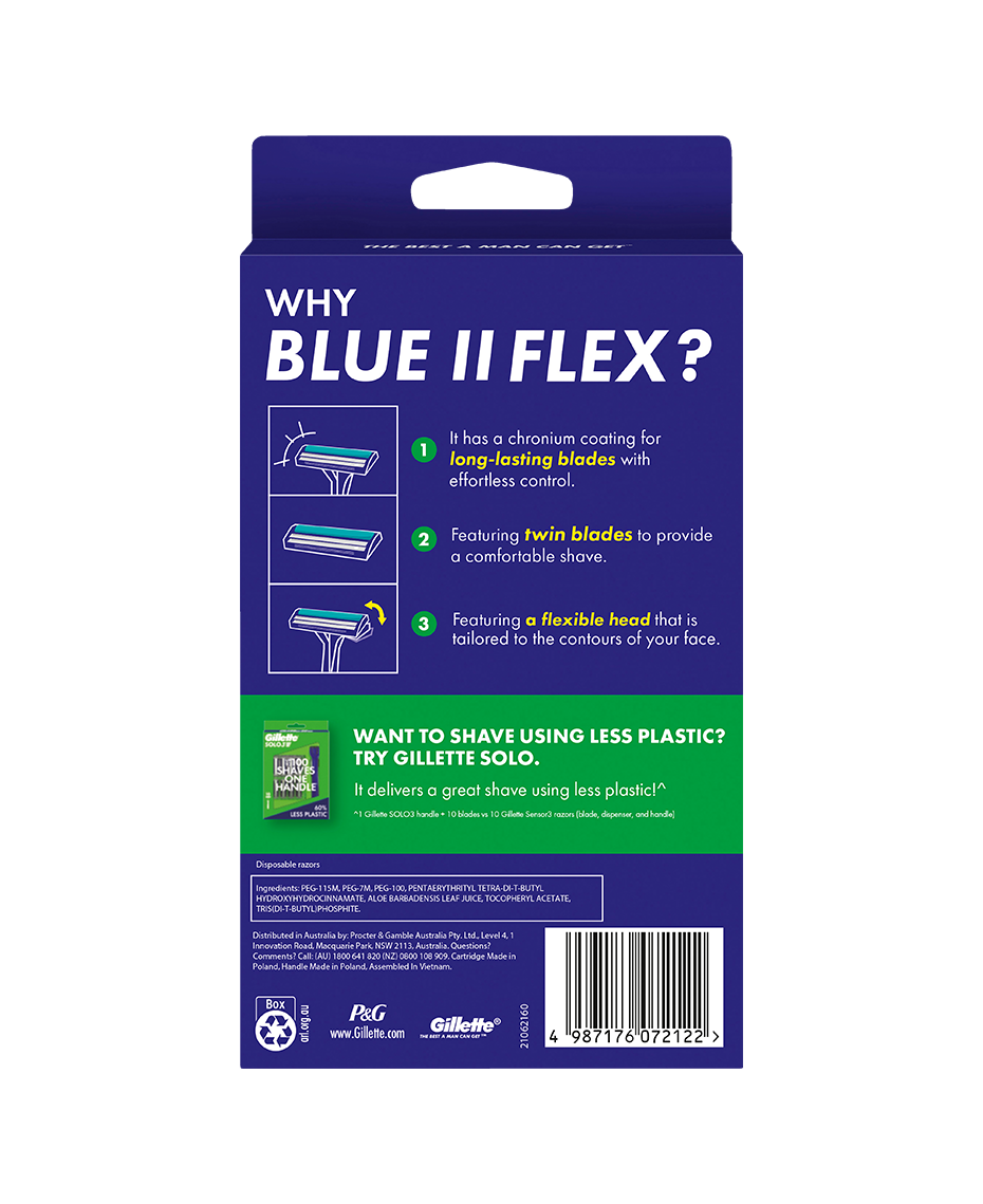 Gillette Blue II Razor 20 Pack | Aloe-Infused Twin Blade Razors | Close Everyday Shave | Disposable Razors | Soft UnltraGrip | Chromium‑coated Comfort Blades