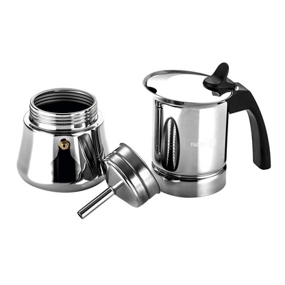 Fagor Etnica Stainless Steel 6 Cups Espresso Coffee Maker Moka Pot Silver