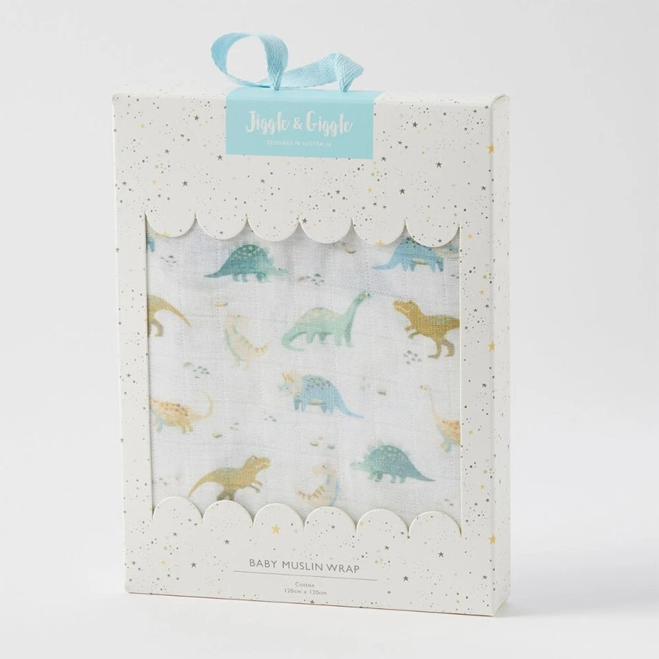 Jiggle & Giggle Toddler Muslin Wrap 100% Cotton Dallying Dinosaurs