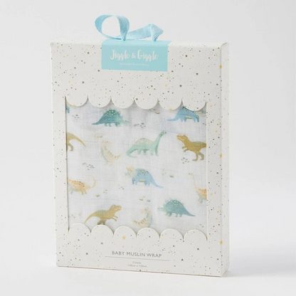 Jiggle & Giggle Toddler Muslin Wrap 100% Cotton Dallying Dinosaurs