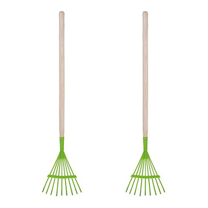 Kids/Children's Lawn Rake | 2 Piece Pretend Play Gardening Toy | Green