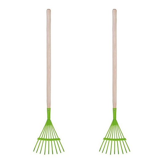 Kids/Children's Lawn Rake | 2 Piece Pretend Play Gardening Toy | Green