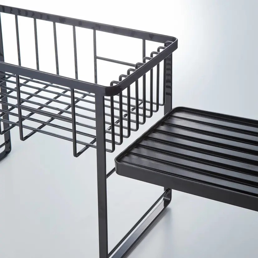 Yamazaki Tower 2 Tier Dish Rack | Space-Saving | Stylish Black | 360 degree drainage | Easy Install | Max Capacity 7.9 kg