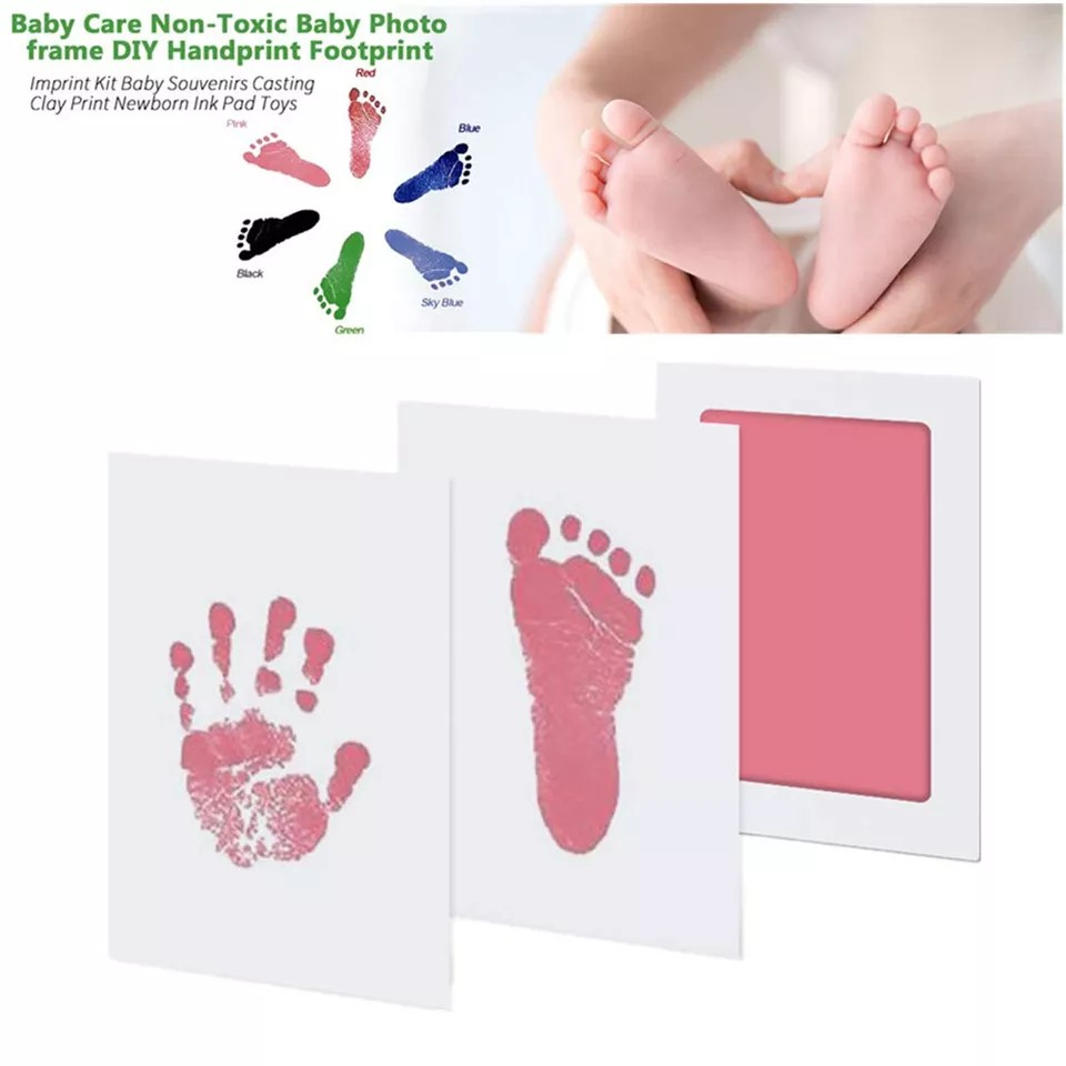 Newborn Baby Pet Wipe Safe Inkless Hand Foot Print Keepsake Kit Christmas Gift - Random Colour