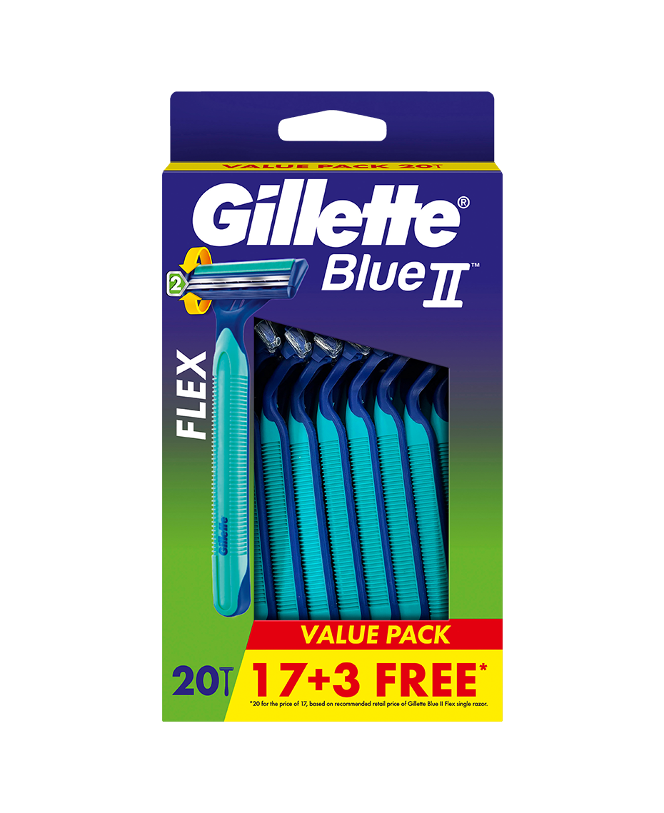 Gillette Blue II Razor 20 Pack | Aloe-Infused Twin Blade Razors | Close Everyday Shave | Disposable Razors | Soft UnltraGrip | Chromium‑coated Comfort Blades